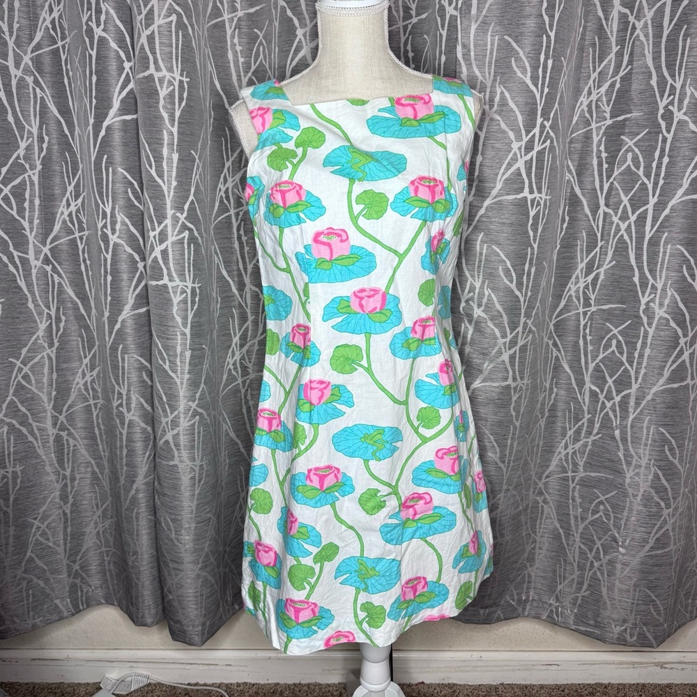 Lilly Pulitzer Frogs and Lily Pads Linen Cotton Shift Dress